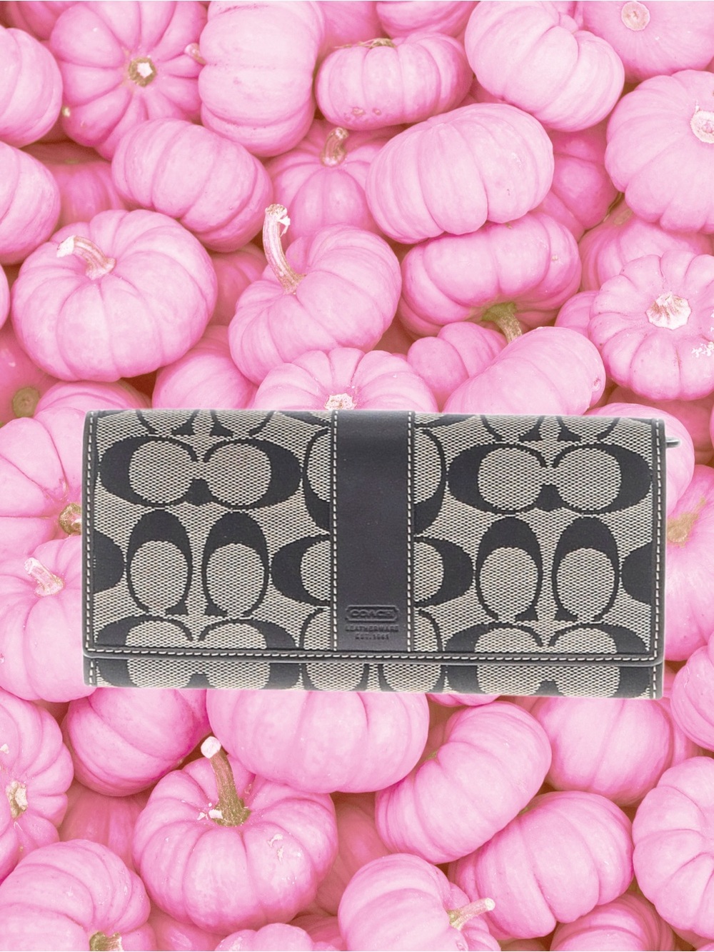 Vintage Coach Signature Jacquard Trifold Wallet
